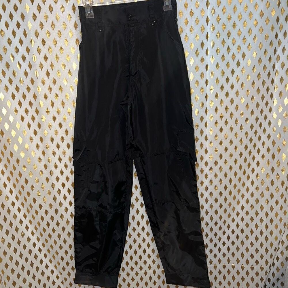 Pretty little thing windbreaker raver wide leg pants black size 2